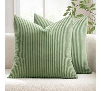 MIULEE Funda Cojines para Sofá Funda de Almohada de Corduroy Súper Suave Cojin de Pana a Rayas Decoración Moderna para Sofá Silla Cama Bancos Sala de Estar Dormitorio 45x45 cm 2 Piezas Verde Menta