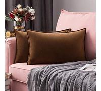 MIULEE Funda de Cojines para Sofá Funda de Almohadas de Terciopelo Suave Almohada Decorativa Moderna Funda Cojin para Sala de Estar Cama Silla Dormitorio 2 Piezas 40x60 cm Marrón Chocolate