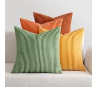 MIULEE Fundas Cojines 40 x 40 Fundas de Cojin para Decoracion Hogar Sofa Cama Sillas Jardin Cojines Modernos de Pana para Dormitorio Sala de Estar 4 Piezas Colección Naranja y Verde
