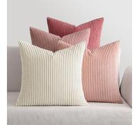 MIULEE Fundas Cojines 40 x 40 Fundas de Cojin para Decoracion Hogar Sofa Cama Sillas Jardin Cojines Modernos de Pana para Dormitorio Sala de Estar Colección Rosa 4 Piezas