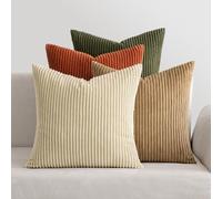 MIULEE Fundas Cojines 45 x 45 Fundas de Cojin para Decoracion Hogar Sofa Cama Sillas Jardin Cojines Modernos de Pana para Dormitorio Sala de Estar 4 Piezas Colección Verde marrón