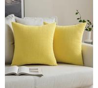 MIULEE Fundas Cojines de Sofá Funda de Almohada de Pana Cojin Rectangular Moderno Color Solido Decoracion para Habitacion Dormitorio Oficina Silla Cama Salón Terraza 2 Piezas Amarillo LimóN 45x45cm