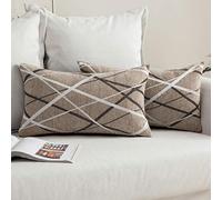 MIULEE Fundas de Cojines Funda de Almohada Chenilla para Sofá Diseño Rayas Geométricos Decoracion para Oficina Cama Silla Habitacion Matrimonio Salón Dormitorio 30x50cm 2 Piezas Helado Marrón