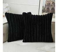MIULEE Fundas de Cojines Piel Sintética Super Suave Moderno Cojín de Cómoda Suave Lavable Fundas de Almohada Decoracion para el Hogar para la Sala de Estar Dormitorio Sofá 2 Piezas 45x45 cm Negro