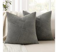MIULEE Juego de 2 Fundas de Almohada Fundas de Almohada Decorativas de Pana con Cremallera Oculta Aptas para Dormitorio Salón Gris Oscuro 40x40 CM