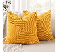 MIULEE Juego de 2 Fundas de Almohada Fundas de Almohada Decorativas de Pana con Cremallera Oculta Aptas para Dormitorio Salón Amarillo Jengibre 45x45 CM