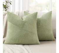 MIULEE Juego de 2 Fundas de Almohada Fundas de Almohada Decorativas de Pana con Cremallera Oculta Aptas para Dormitorio Salón Verde Frijol 50x50CM