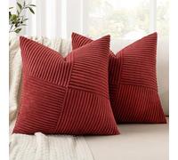 MIULEE Juego de 2 Fundas de Almohada Fundas de Almohada Decorativas de Pana con Cremallera Oculta Aptas para Dormitorio Salón Rojo Vino 50X50 CM