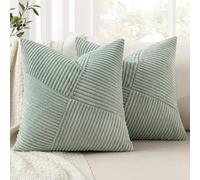 MIULEE Juego de 2 Fundas de Almohada Fundas de Almohada Decorativas de Pana con Cremallera Oculta Aptas para Dormitorio Salón Verde grisáceo 40x40CM