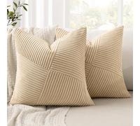 MIULEE Juego de 2 Fundas de Almohada Fundas de Almohada Decorativas de Pana con Cremallera Oculta Aptas para Dormitorio Salón Beige Jaune 45X45CM
