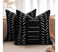MIULEE Juego de 2 Fundas de Almohada Fundas de Almohada Rayas Chenier Boho con Cremallera Oculta Aptas para Dormitorio Salón Negro 45X45 CM