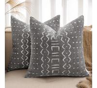 MIULEE Juego de 2 Fundas de Almohada Fundas de Almohada Rayas Chenier Boho con Cremallera Oculta Aptas para Dormitorio Salón H-Gris Claro 45X45 CM