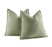MIULEE Juego de 2 Fundas de Almohada Fundas de Almohada Rayas Chenier con Cremallera Oculta Aptas para Dormitorio Salón Verde Frijol 45X45 CM
