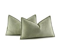MIULEE Juego de 2 Fundas de Almohada Fundas de Almohada Rayas Chenier con Cremallera Oculta Aptas para Dormitorio Salón Verde Frijol 30 * 50 CM