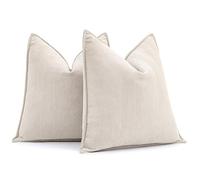 MIULEE Juego de 2 Fundas de Almohada Fundas de Almohada Rayas Chenier con Cremallera Oculta Aptas para Dormitorio Salón Naturbeige 45X45 CM