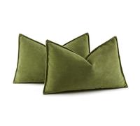 MIULEE Juego de 2 Fundas de Almohada Fundas de Almohada Rayas Chenier con Cremallera Oculta Aptas para Dormitorio Salón Matcha Verde 40 * 60 CM