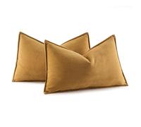 MIULEE Juego de 2 Fundas de Almohada Fundas de Almohada Rayas Chenier con Cremallera Oculta Aptas para Dormitorio Salón Cúrcuma 40 * 60 CM