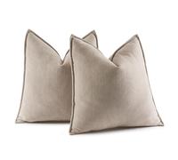 MIULEE Juego de 2 Fundas de Almohada Fundas de Almohada Rayas Chenier con Cremallera Oculta Aptas para Dormitorio Salón Beige 45X45 CM
