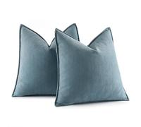 MIULEE Juego de 2 Fundas de Almohada Fundas de Almohada Rayas Chenier con Cremallera Oculta Aptas para Dormitorio Salón Azul Gris 60 * 60 CM