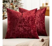 MIULEE Juego de 2 Piezas Funda de Cojín de Flor de Escarcha Funda de Decoración de Sofá de Funda de Piel Artificial Suave y Esponjosa Funda de Cojín de Gorro para Sala de Estar 50x50cm Rojo Burdeos