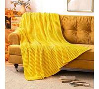 MIULEE Manta Blanket Terciopelo Grande para Sófas Mantilla de Franela para Siesta Suave Manta Corduroy para Cama Ligera y Cálida Felpa para Mascota Cama Habitacion 1 Pieza 125x150cm Amarillo