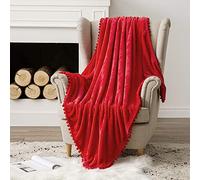 MIULEE Manta de Terciopelo Grande para Sófa Mantilla de Franela para Siesta Súper Suave Manta para Cama Ligera y Cálida Felpa para Mascota Cama Habitacion Dormitorio 1 Pieza 125x150cm Rojo