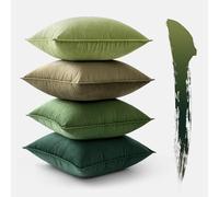 MIULEE Set de 4 Cojines de Terciopelo 40x40cm Colección Verde Cojines Cama Decorativas para Sofá o Silla Fundas de Cojín con Borde Envolvente Sofá Salón Dormitorio Fundas de Cojín Decorativas