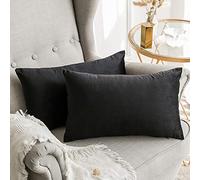 MIULEE Terciopelo Funda de Cojine Funda de Almohada del Sofá Throw Cojín Decoración Almohada Caso de la Cubierta Decorativo Almohadas para Sala de Estar 30x 50cm 12 x 20 Pulgadas 2 Pieza Negro