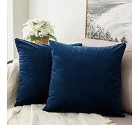 MIULEE Terciopelo Funda de Cojine Funda de Almohada del Sofá Throw Cojín Decoración Almohada Caso de la Cubierta Decorativopara Sala de Estar 65 x 65cm 26 x 26 Pulgadas 2 Piezas Azul Oscuro