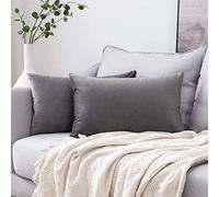 MIULEE Terciopelo Funda de Cojine Funda de Almohada del Sofá Throw Cojín Decoración Almohada Caso de la Cubierta Decorativo Almohadas para Sala de Estar 30 x 50cm 12 x 20 Pulgadas 2 Piezas Gris Oscuro