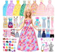 Miunana 19 Ropas (5 Vestidos De Boda + 2 Ropas + 2 PCS Pantalones + 5 Mini Vestidos + 2 Bañador + 5 Fashion Vestidos) + 15 PCS Zapatos + 53 Accessorios para Muñeca De 11.5 Pulgadas 28-30CM