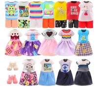 Miunana 3 Vestidos + 2 Prendas + 2 Pantalón + 2 PCS Zapatis para Chelsea Muñeca De 6 Pulgadas Niña