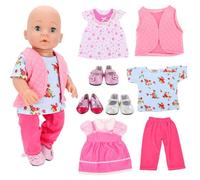 Miunana 3 Vestidos + 3X Zapatos para Muñecas Verano Casual Ropas Fashion para New Born Muñeca bebé Baby Annabell, Nenuco y Más 35 -45 cm Doll 18 Pulgadas (NO Incluye MUÑECA)