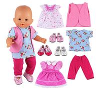 Miunana 3 Vestidos + 3X Zapatos para Muñecas Verano Casual Ropas Fashion para New Born Muñeca bebé Baby Annabell, Nenuco y Más 35 -45 cm Doll 18 Pulgadas (NO Incluye MUÑECA)