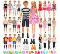 Miunana 39 Accesorios Seleccionadas para 11.5 Pulgada 30CM Muñeca Y para Ken 12 Pulgada Muñecas: 10 Trajes + 4 Zapatos para Chico + 5 Trajes + 5 Pantalones + 5 Vestidos + 10 Zapatos para Chica