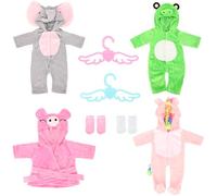 Miunana 8 Piezas para New Born 35 CM-45 cm (14 Pulgadas-18 Pulgadas) Baby Dolls Muñeca, Bebé Muñecas (4 Ropas Vestidos + 2 Perchas +2 PCS Calcetines ) (No Incluye Muñeca)