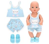 Miunana Ropa Vestido + Pantalones + Zapatos para 36 CM - 43 CM Muñecas De Bebé Recién Nacido New Born Baby Dolls (No Incluye Muñecas)