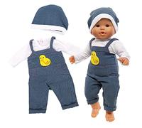 Miunana Vestido Ropa Azul con Sombrero para New Born 14 - 18 Pulgadas (35 cm - 46 cm) Muñecas Reborn Bebé Baby Born, Baby Annabell, Nenuco y Más (No Incluye muñeca)