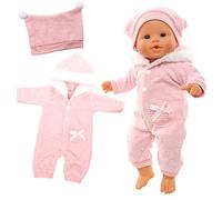 Miunana Vestido Ropa Rosa con Sombrero para New Born 14 - 18 Pulgadas (35 cm - 46 cm) Muñecas Reborn Bebé Baby Born, Baby Annabell, Nenuco y Más (No Incluye muñeca)