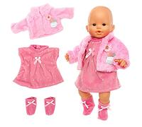 Miunana Vestido Vestido con Estampado de ovejas para New Born 14 - 18 Pulgadas (35 cm - 46 cm) Muñecas Reborn Bebé Baby Born, Baby Annabell, Nenuco y Más (No Incluye muñeca)