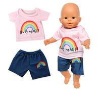 Miunana Vestidos Traje para New Born 36 CM - 42 CM (14 Pulgadas - 16 Pulgadas) (Ropa Arcoíris)
