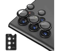 Miunpri Película de Cámara Para Samsung Galaxy S24 Ultra,HD Anti-Arañazos Protectores de Lente de Cámara Individual de Vidrio Templado + Borde de Aluminio,Bandeja de Fácil Instalación 1 Set (Negro)