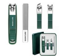 MIUPOO Juego de cortaúñas con recogedor, cortaúñas sin desorden, cortador de uñas de acero inoxidable autocolectable y cortaúñas oblicuo afilado y lima de uñas, 4 piezas
