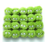 MIUPOO Pompones de colores pompones de pelo, pompón de dibujos animados, ojos de elfos, pompones de polvo, pompones de pompones, bolas de peluche esponjosas para manualidades, mujeres, niñas, bolsos,