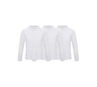 Miutii 3 camisetas térmicas para niños de manga larga, forro polar, cuello alto, camiseta interior térmica, parte superior, Blanco, 134-140