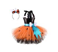 Miutii Baby Mädchen Ropa Piedra Costumbre La Edad Piedra Collar Piedras Fuego Tutú Vestido Con Cinta El Cabello Halloween Carnaval Fiesta Cumpleaños Vestido Negro 3-4 años