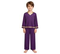 Miutii Conjunto De Danza Alabanza Litúrgica para Niño Sudadera Culto Litúrgico con Pantalones Anchos Iglesia Púrpura 5-6 años