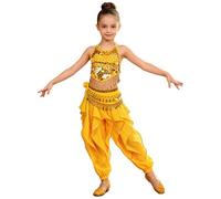 Miutii Disfraz De Danza Oriental Para Niña Traje Baile Indio Carnaval Actuación En El Escenario Amarillo 6-9 años