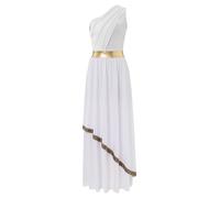 Miutii Disfraz de diosa griega para mujer, vestido griego blanco de un hombro antiguo Toga Eldes vestido romano, Blanco, M