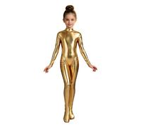 Miutii Niña Traje Gimnasia Cuerpo Completo Mono Maillot Ritmica De Disco Oro 9-10 años